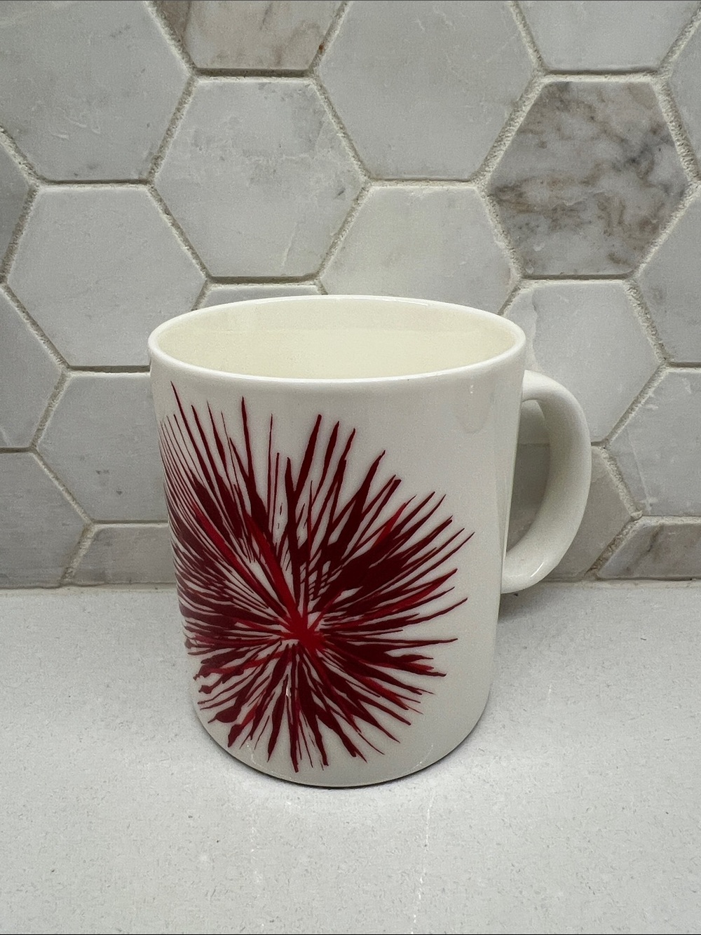 2014 STARBUCKS HOLIDAY COFFEE MUG, CHRISTMAS WINTER  STARBURST DESIGN 12oz